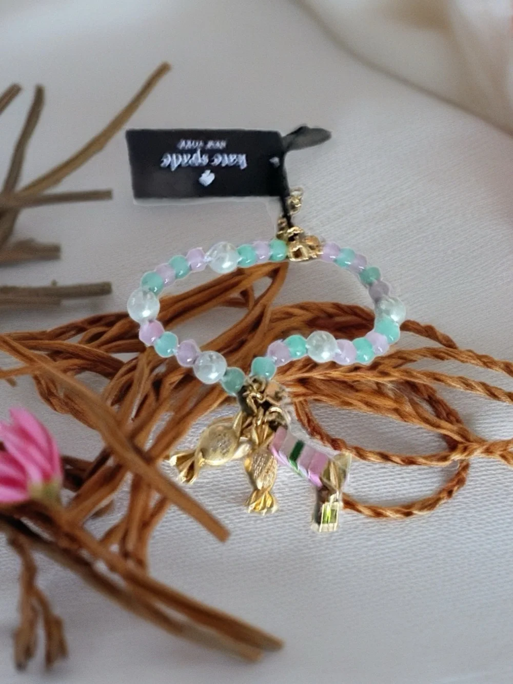 kate spade pastel beaded charm bracelet with gold-tone charms - Picture 3 of 3